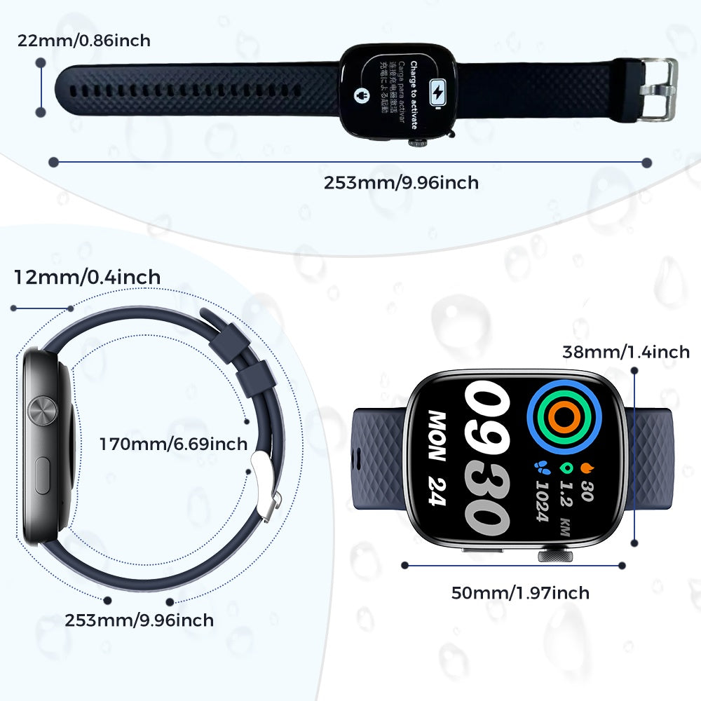 Vitality Smartwatch 1.95" HD-Bluetooth Calling, Heart Rate & spO2 Monitor, Waterproof Fitness Tracker